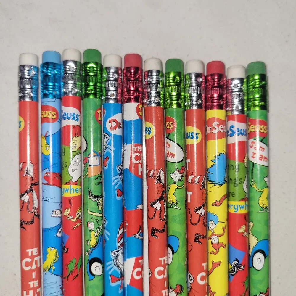 NEW 2011 Dr Suess Lead Pencils Lot Of 22 - 11 Different Designs Cat In The Hat